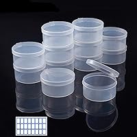 12 Pieces Round Plastic Storage Box with Closed Switch Hinged Cover Lid, 2.2