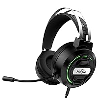 Gaming Headset with Surround Sound Stereo for Xbox One PC Switch Tablet, Noise Cancelling Over Ear Headphones with Mic LED Light