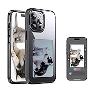 Smart Photo Rear Projection DIY phone Case Customizable E-Ink Phone Case Instantly Display Photos On The Ink Screen Back Cover Personalize Your Phone Anytime Anywhere (Black, For iPhone 15 Pro Max)
