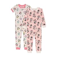 Disney Mickey & Minnie Mouse 2-Pack Footless One Piece Cotton, Snug-fit Pajamas, Soft & Cute for Kids