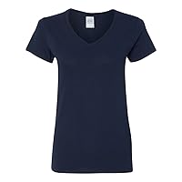 Womens Heavy Cotton 5.3 oz. V-Neck T-Shirt G500VL -NAVY 3XL