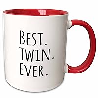 3dRose Best Twin Ever Mug, 11 oz, Red,mug_151545_5