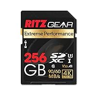 Ritz Gear 256GB High-Speed SDXC UHS-I SD Card, C10, U3, V30, Full-HD & 4K Memory Card