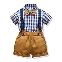 Toddler Baby Boy Shorts Set Gentleman Clothes Short Sleeve Shirt Tops Suspenders Pants Outfits 6M-5T
