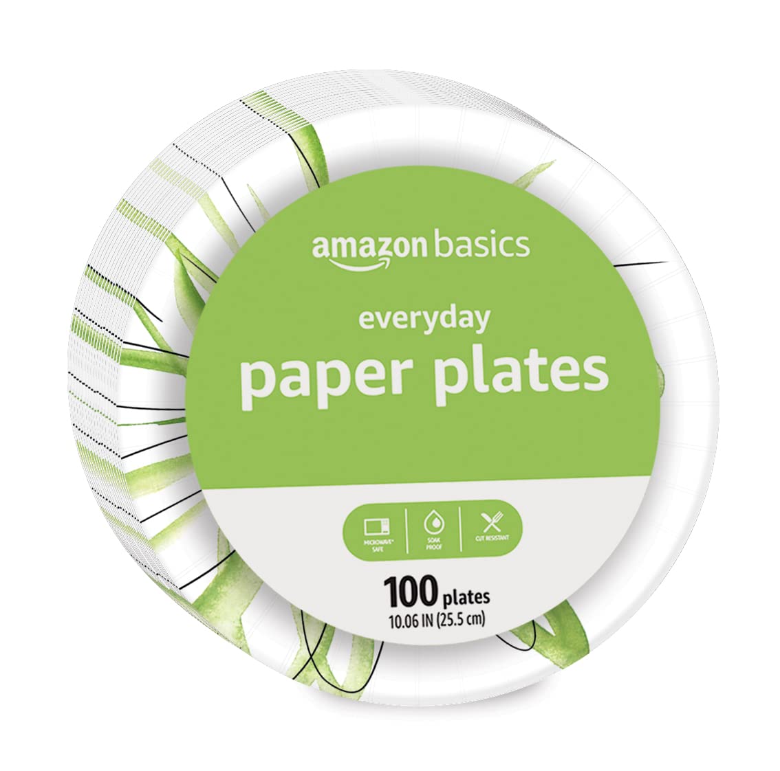 Amazon Basics Everyday Paper Plates, 10 Inch, Disposable, 100 Count