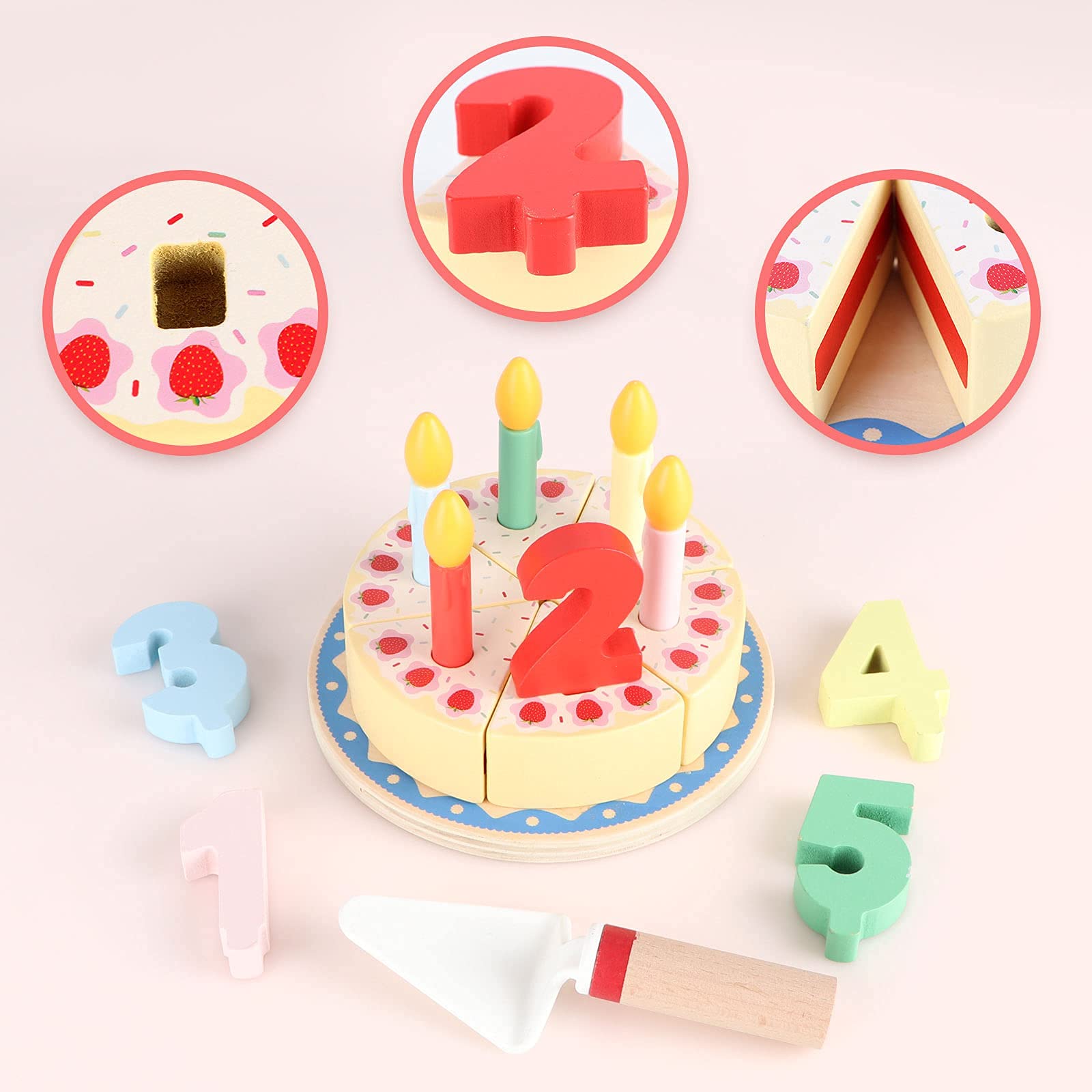Mua Steventoys Wooden Cutting Birthday Cake Toys,DIY Pretend Play with  Candles for Kids,Play Food Set ,Learning Educational Montessori Tea Party  Toys Learning Kitchen Toys for Baby 1-6 Years trên Amazon Mỹ chính