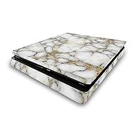 Head Case Designs White and Gold Marble Vinyl Sticker Gaming Skin Decal Cover Compatible with Sony Playstation 4 PS4 Slim Console