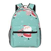 Casual Laptop Backpack Lightweight Xmas Funny Gnomes Canvas Backpack For Women Man Travel Daypack With Side Pocket