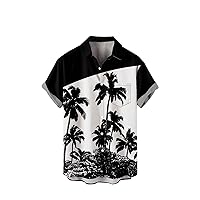 Button Down Shirt Men Short Sleeve Novelty Casual Regular Fit Fashion Camp Hawaiian Beach Tropical Tops with Pocket