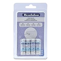 Beadalon Crimp Bead Assorted Sizes Variety Pack Silver Plated - 600 pcs, Sizes 0, 1, 2, 3, for Jewelry Making & Beading