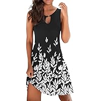Women's Summer Dresses 2024 Beach Casual Sleeveless Floral Print Tank Loose Sundress Vacation Swing Mini Short Dresses