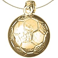 Jewels Obsession Silver 3D Soccer Ball Necklace | 14K Yellow Gold-plated 925 Silver 3D Soccer Ball Pendant with 18