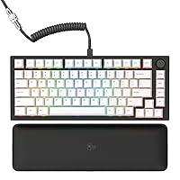 Gaming GMMK PRO 75% - Modular Mechanical Gaming Keyboard, TKL Size, 1.5kg Frame, Fox Switches, Fully Customizable, Coiled Cable, Wrist Rest, White PBT Keycaps, RGB, QWERTY - Black