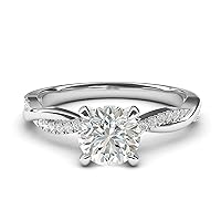 THELANDA Sterling Silver 4-Prong Petite Twisted Vine Simulated 1.0 CT Diamond Or Moissanite Engagement Ring Promise Bridal Ring