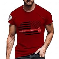 Mens Independence Day Flag Casual Soft and Comfortable T Shirt Short Sleeves Mens Night Shirts for Sleeping