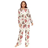 ALAZA Watermelon Tropical Palm Leaf Flower Summer Couples Matching Pajamas Sets