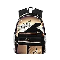 Music Note Piano Print Backpack For Women Men, Laptop Bookbag,Lightweight Casual Travel Daypack