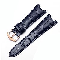 Genuine Leather Watch Band for Patek Philippe 5711 5712G Nautilus Watchs Men and Women Special Notch 25mm*12mm Watch Strap (Color : Blue-Rosegold, Size : Black-Gold)