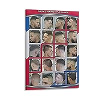 Barbershop Salon Men's Hair Guide Poster Hair Salon Poster Wall Art Paintings Canvas Wall Decor Home Decor Living Room Decor Aesthetic 20x30inch(50x75cm) Frame-Style