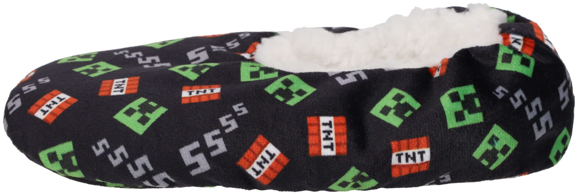 Minecraft Sock Slippers for Kids, Allover Creeper Video Game Print, Black, Little Kid/Big Kid