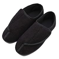 Mens Diabetic Slippers Extra Wide Memory Foam Comfort House Shoes with Adjustable Closure for Swollen Feet, Edema, Arthritis, Elderly Indoor/Outdoor