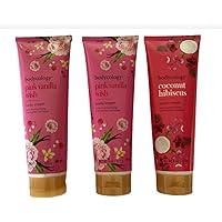 Bodycology 1 Coconut Hibiscus Moisturizing & 2 Pink Vanilla Wish Body Cream - 8 Oz (pack of 3)