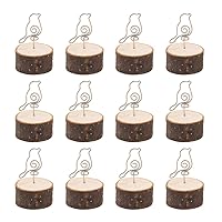Amosfun 12 Pcs Wooden Table Name Number Holder Photo Picture Menu Note Memo Clips Holder for Wedding Office Christmas Table Decorations (Bird Shape)
