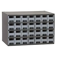 Akro-Mils 19228 Steel Parts Garage Storage Cabinet Organizer for Small Hardware, Nails, Screws, Bolts, Nuts, and More, 17-Inch W x 11-Inch D x 11-Inch H, 28-Drawer, Gray Cabinet/Gray Drawers