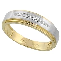 10k Yellow Gold Diamond Engagement Ring Women 0.06 cttw Brilliant Cut 3/16 inch 5mm wide
