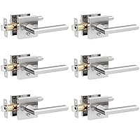 6 Pack Privacy Door Handles for Bedroom, Bathroom & More Interior Door Levers Keyless Reversible Square Door Locks, Satin Nickel