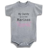 Baby Tee Time Gray Crew Neck Girls' My Dad is in The Marines One Piece