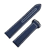 20mm 22mm Nylon Canvas Watch Band for Omega Strap Seamaster 300 AT150 Fabric Leather Aqua TERRA150 Watchband Deployment Buckle (Color : Blue Blk Buckle, Size : 20mm)