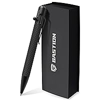 BASTION® Luxury Carbon Fiber Bolt Action Pen Durable Professional Ballpoint Pen for Travel, School and Work Birthday Gift Idea - Black Stainless Steel