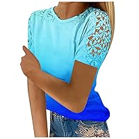 RMXEi Womens Lace Hollow Out Tops Fall Cold Shoulder Shirts Long Sleeve Crewneck Blouses Casual Loose