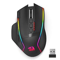 Redragon Wireless Gaming Mouse, Ergonomic Mouse 16000 DPI with Rapid Fire Key, 9 Macro Buttons, 170-Hour Durable Power Capacity and RGB Backlight Wired/Wireless Mouse for Laptop/Mac/PC