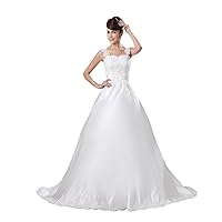 Beaded Ivory A-Line Sweetheart Wedding Dress With Straps And Lace