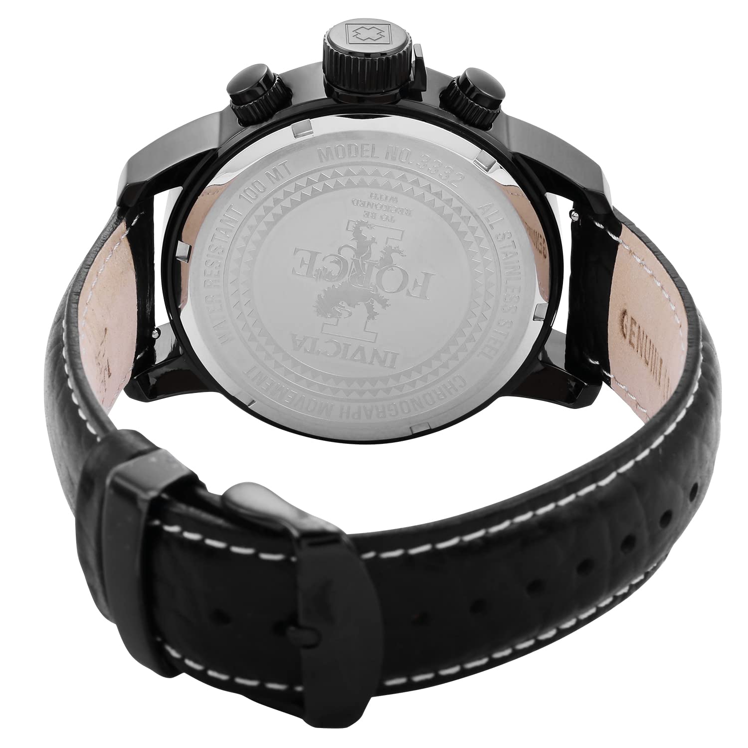 Invicta Men's I-Force Left Handed Quartz Watch with Leather Strap, Black (Model: 3332)