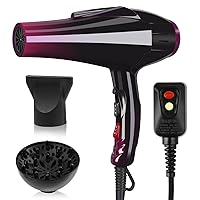 Professional Hair Dryer 3500 Watt Powerful Blow Dryer Salon Negative Ions Blow Dryer Ceramic Hair Dryer with AC Motor Concentrator Diffuser Attachments