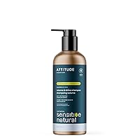 Volume and Shine Hair Shampoo for Sensitive Dry Scalp, EWG Verified, Soothing Oat, Thin Hair, Naturally Dervied Ingredients, Vegan Plant-Based, Unscented, Refillable Aluminum Bottle, 16 Fl Oz