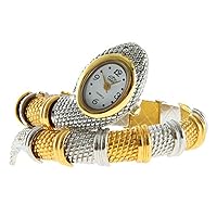 Women's Dressing Snake Shape Bangle Bracelet Watch Quartz Gold-Silver WTH0200