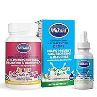 Milkaid Junior Lactase Enzyme Chewable Tablets Lactase Drops for Lactose Intolerance Relief | Prevents Gas, Bloating, Diarrhea in Children | Fast Acting Dairy Digestive Supplement |