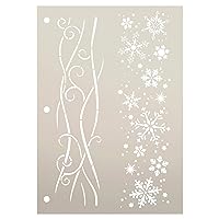 Snowflake Border Stencil by StudioR12 | DIY Winter Swirl Effects | Reusable Mylar Template | Painting, Scrapbooking, Mixed Media | Size (7 x 10 inch)