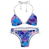 Bikini Sets for Women, Womens Swimsuits 2 Piece, Bikini Sets, Purple Blue Ethnic Mandala Retro