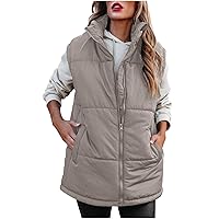 Women's Oversized Puffer Vest Stand Collar Full Zip Sleeveless Padded Jacket 2023 Winter Warm Casual Waistcoat