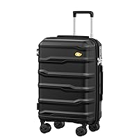 Carry On Luggage 22x14x9 Airline Approved, Hard Shell Suitcase with Spinner Wheels, PP Lightweight Luggages with TSA Lock, Carry-On Suitcases 20 Inch, Black