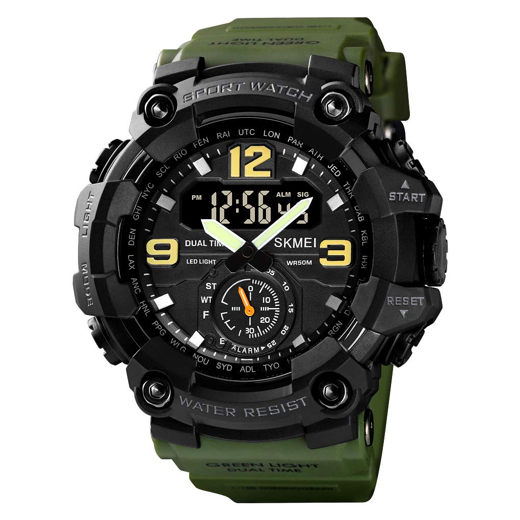 Mens Quartz Wristwatches Dual Display Analog Digital LED Electronic Clock Waterproof G Style Military Sport Male Watches…