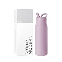 Simple Modern Water Bottle with Straw lid | Insulated Stainless Steel Thermos | Reusable Travel Water Bottles for Gym & Sports | Leak Proof & BPA Free | Mesa Collection | 34oz, Lavender Mist