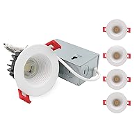 2 Inch LED Recessed Lighting with Junction Box, Dimmable Anti-Glare LED Downlight, 5CCT 2700-5000K Round White Downlight Luminaire, 600 Lumens, CRI 90+, IC Rated, ETL Energy Star