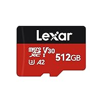 E-Series Plus 512GB Micro SD Card, microSDXC UHS-I Flash Memory Card with Adapter, 160MB/s, C10, U3, A2, V30, Full HD, 4K UHD, High Speed TF Card for Phones, Tablets, Drones, Dash Cam