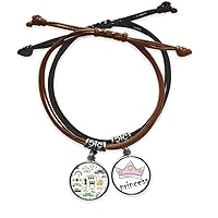 Korea Most Famous Landmarks Bracelet Rope Hand Chain Leather Princess Wristband